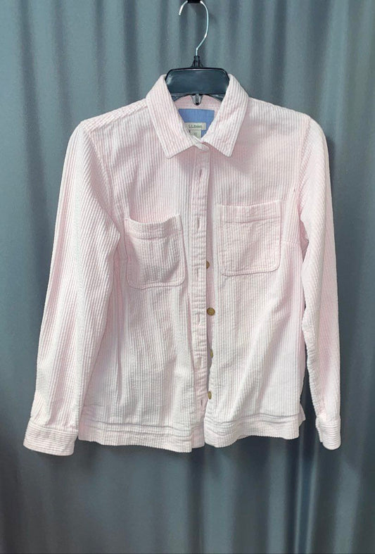 L.L. Bean Women's Pink Corduroy Button Up Shirt Jacket Shacket Size XS