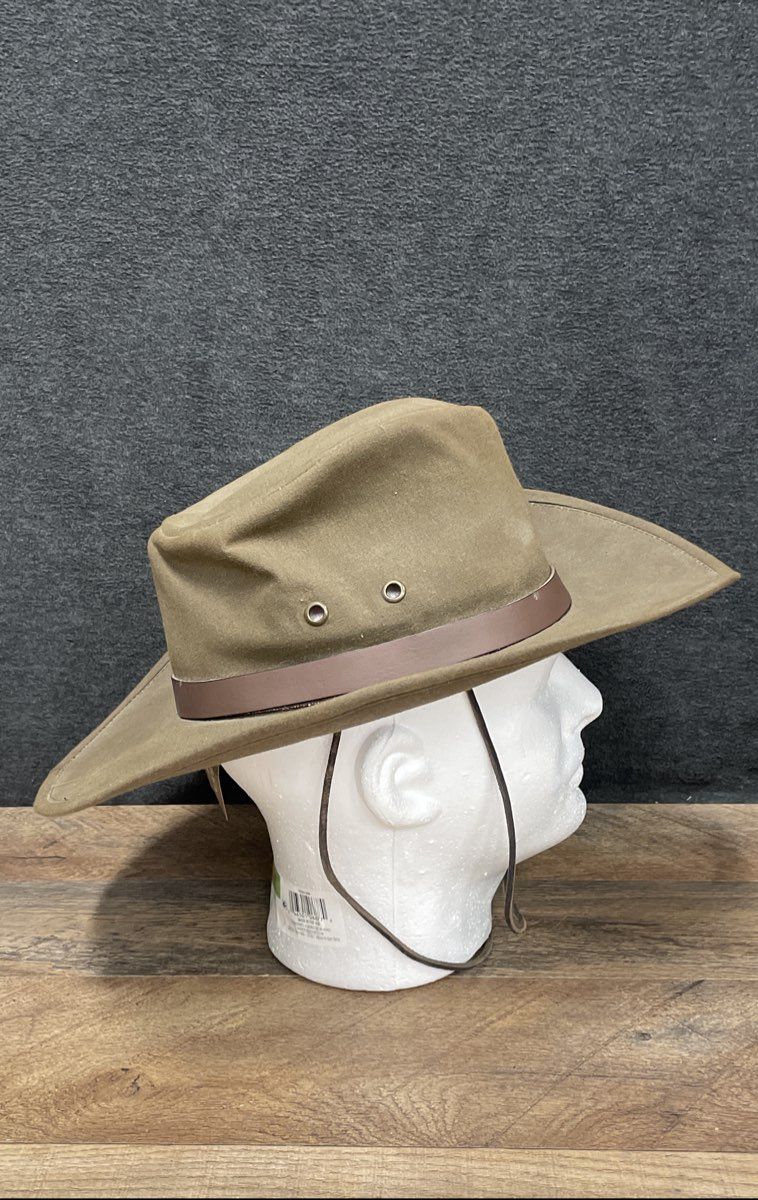Outback Trading Co Men's Kodiak Brown Waxed Oilskin Hat Chin Strap NWT Sz M