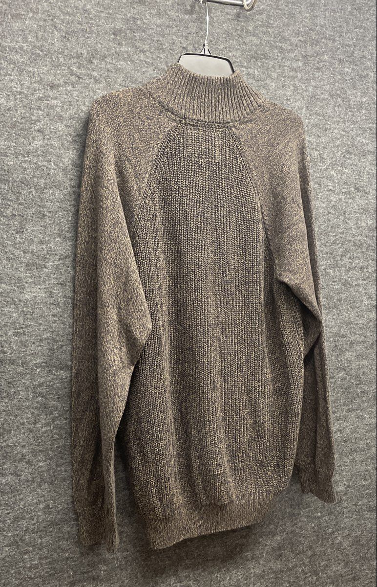 Weatherproof Vintage Men's Brown 1/4 Button Mock Neck Textured Knit Sweater XL