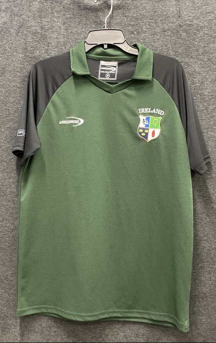 Lansdowne Men's Ireland Polo Shirt Jersey Green Black Provinces Crest Sz M