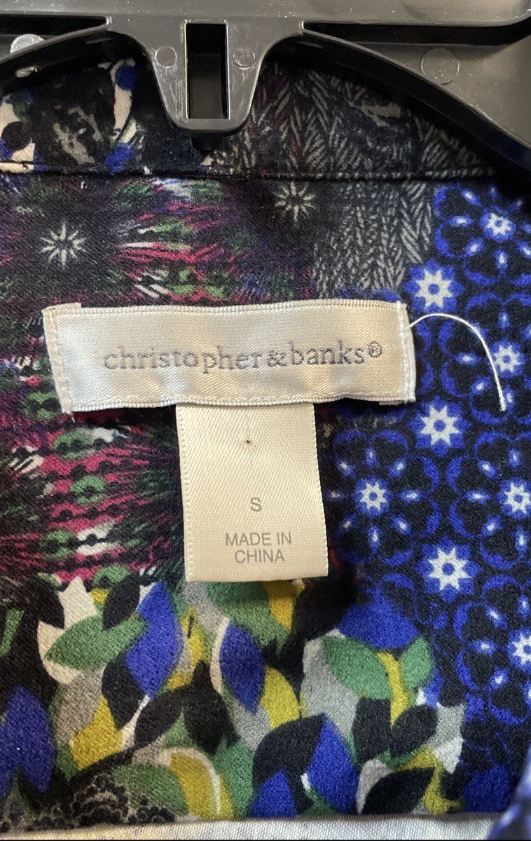 Christopher & Banks Women's Multicolor Patchwork Full Zip Jacket Sz S
