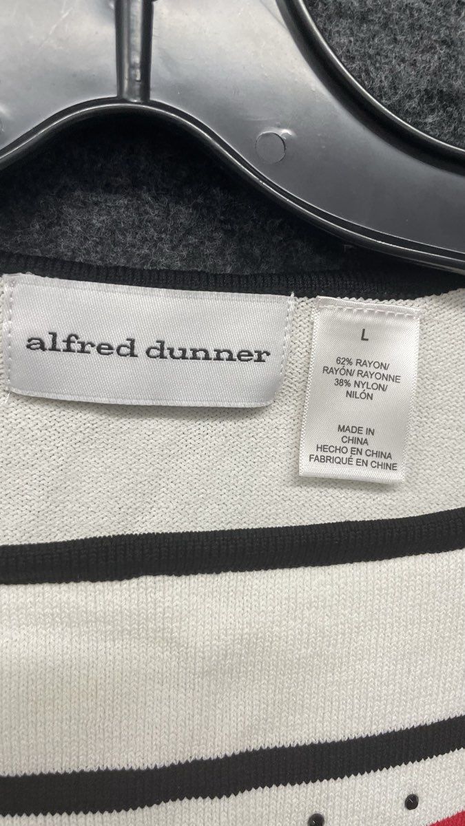 Alfred Dunner Women's Multicolor Striped Embellished Square Neck Sweater Size L