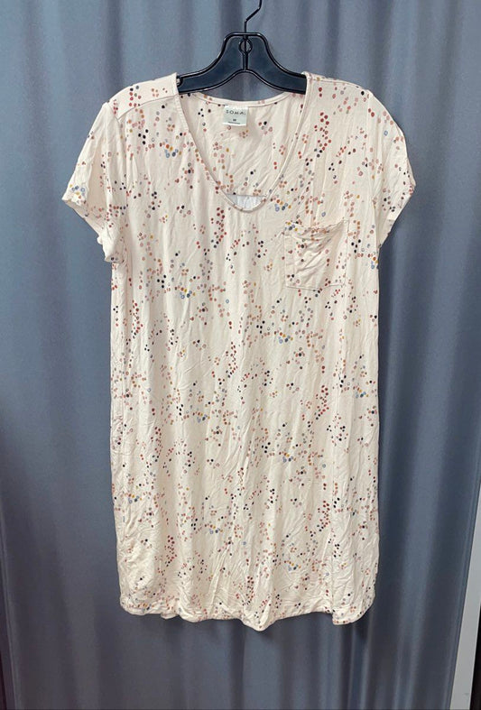 Soma Women's Cream Polka Dot Short Sleeve Nightgown Sleep Shirt Size M