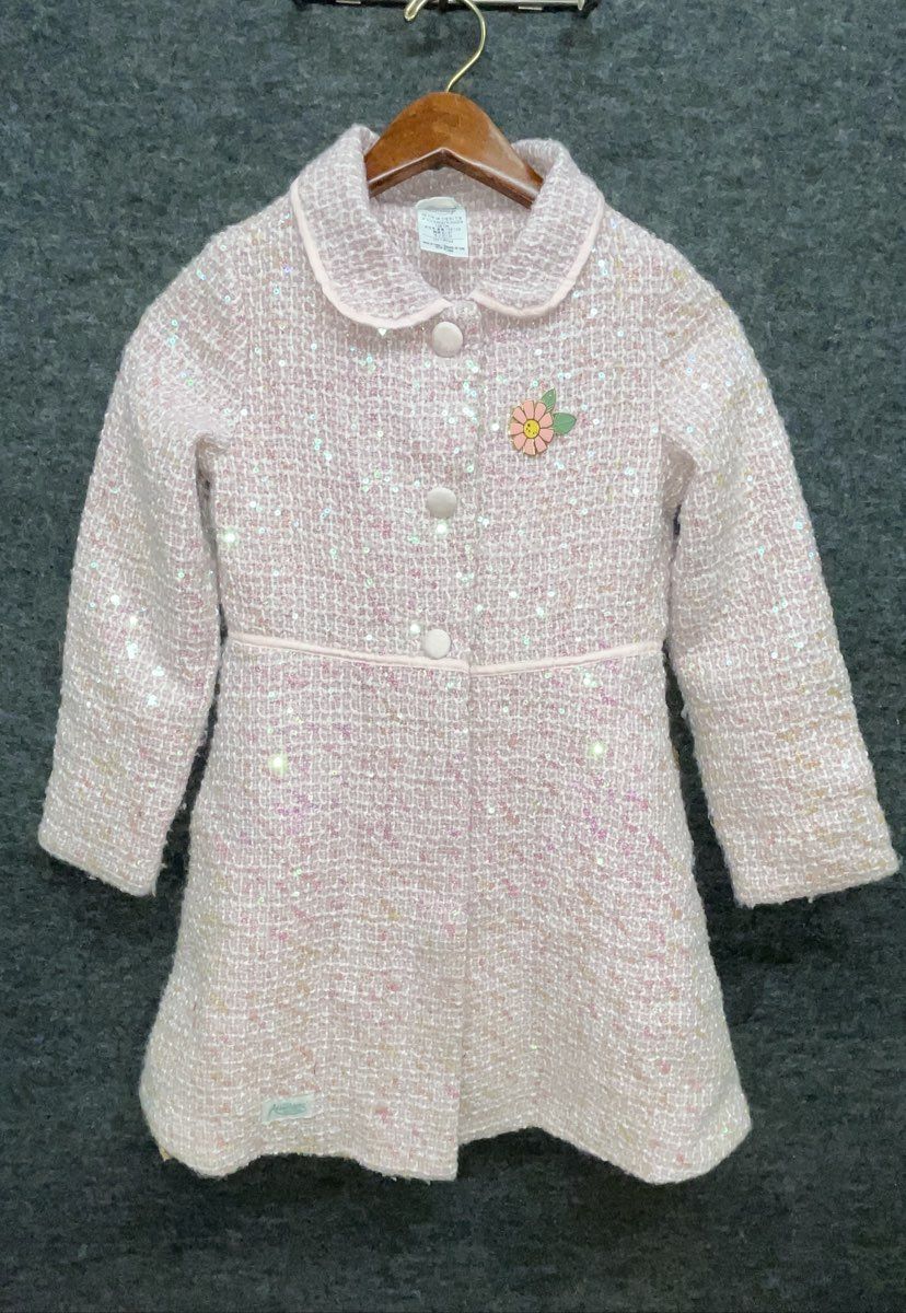 Disney Animators' Collection Girls Pink Tweed Sequin Sparkle Coat Sz M 7/8
