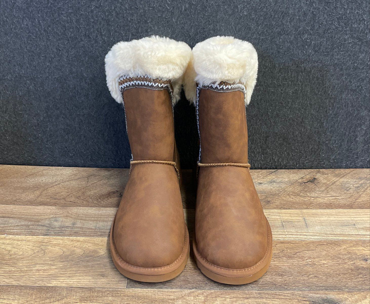 LaMO Women's Chestnut Faux Fur Trim Tall Winter Boots Size 10 NWT
