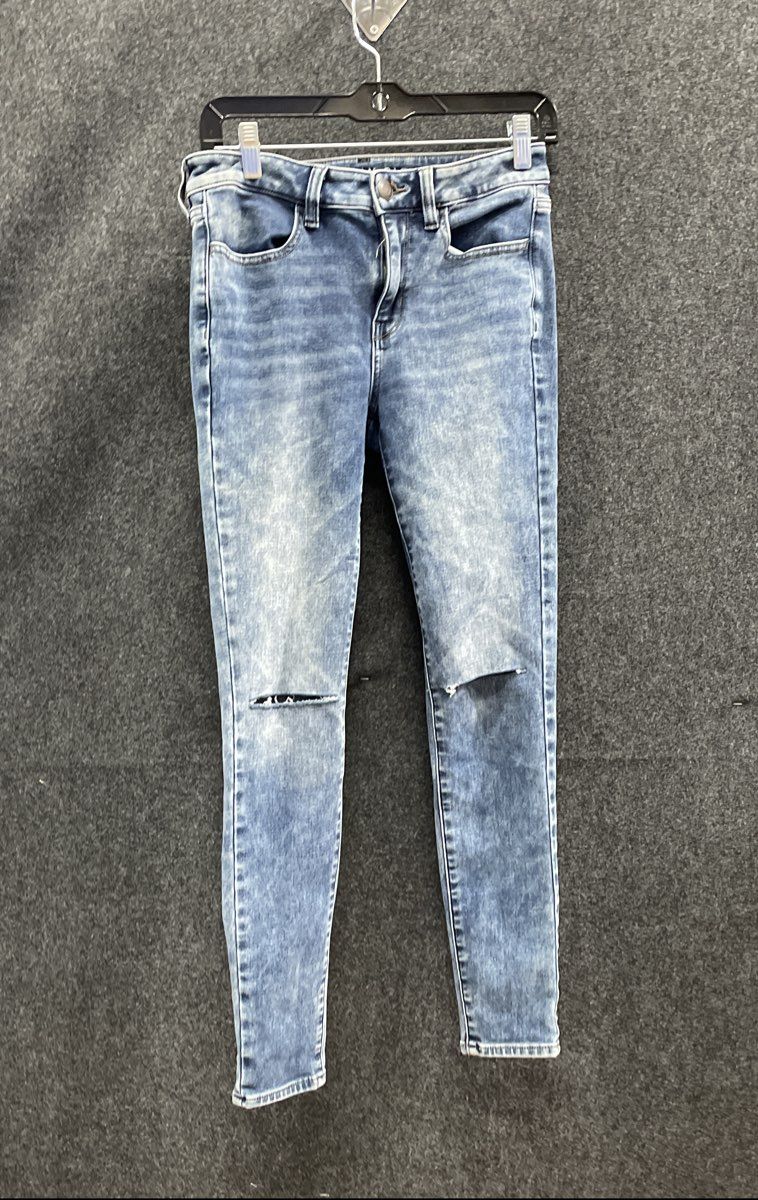 American Eagle Women's Blue Super Stretch Distressed Skinny Jeans Sz 6 Regular