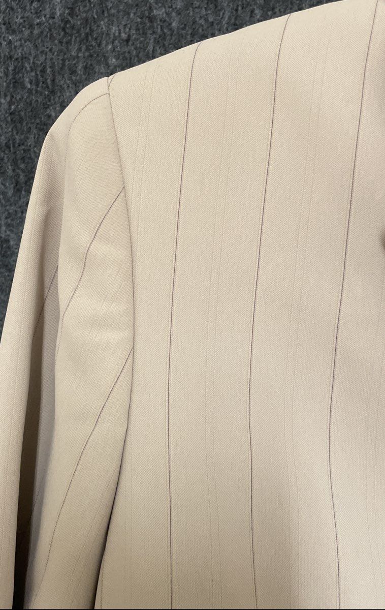 Le Suit Women's Beige Pinstripe Single Breasted Blazer Sz 10P