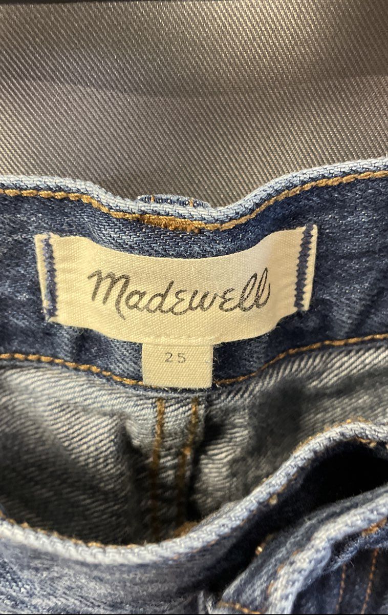 Madewell Women's Blue Denim Maxi Skirt Front Slit Paneled Size 25