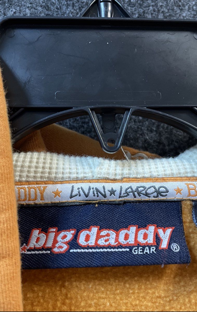 Vintage Y2K Big Daddy Gear Men's Orange Zip Up Hoodie Streetwear Sz 2XL