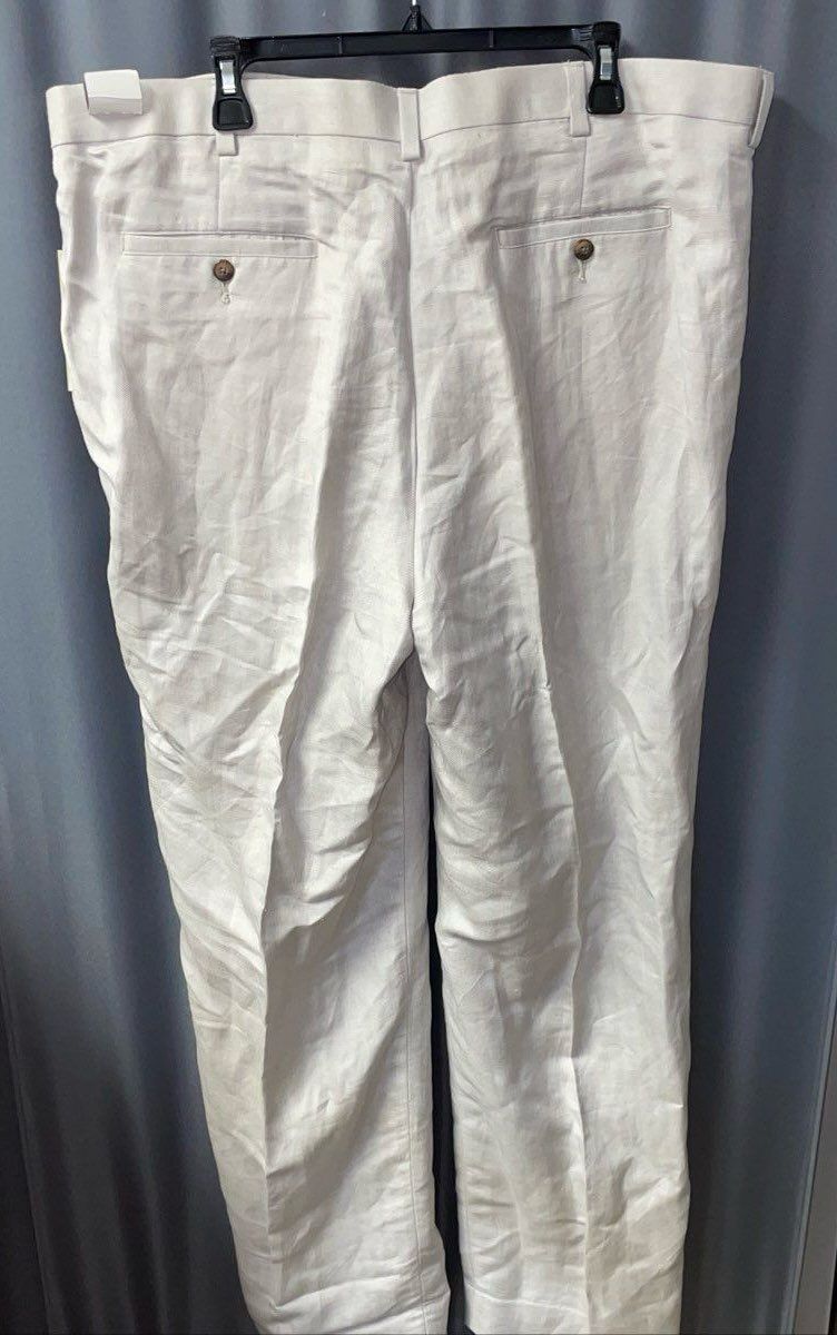 Cubavera Men's Grey Linen Rayon Blend Flat Front Dress Pants Sz 42/30 NWT