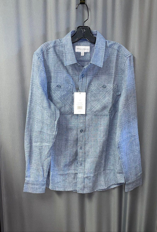 Thomas Sterling Men's Blue Plaid Casual Button Up Shirt NWT Size S
