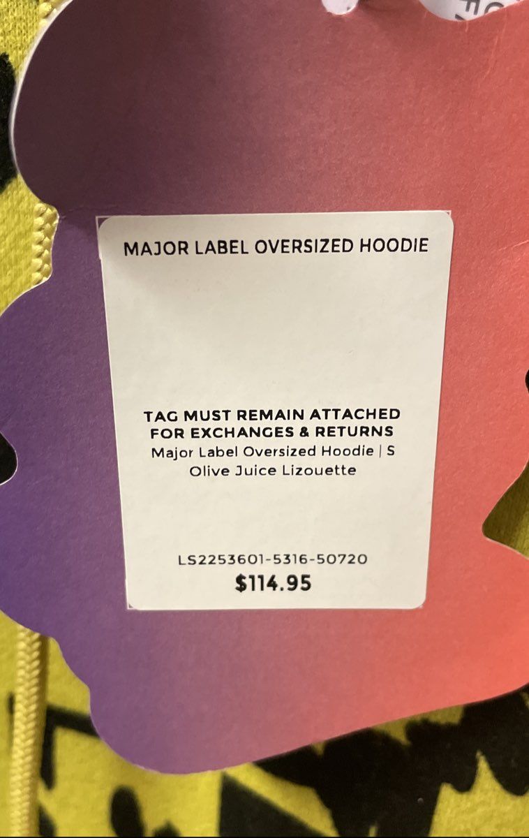 Yitty Women's Major Label Oversized Hoodie Yellow Black Pullover Sz S NWT