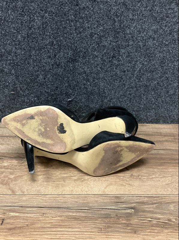 Joe's Lauren Black Suede D'Orsay Ankle Strap Pointed Toe Pumps Size 6