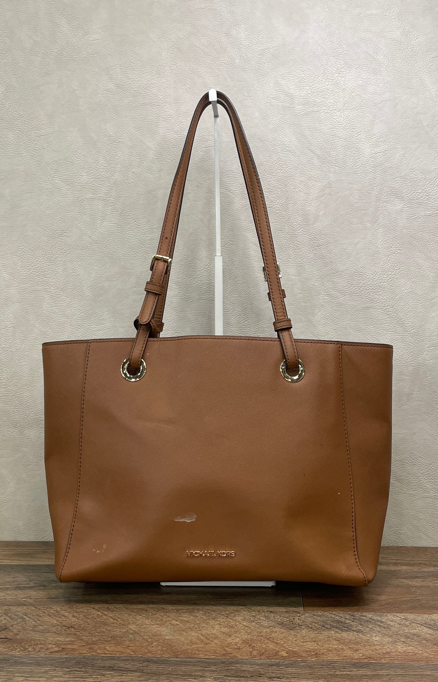 Michael Kors Large Brown Saffiano Leather Tote Bag Gold Hardware