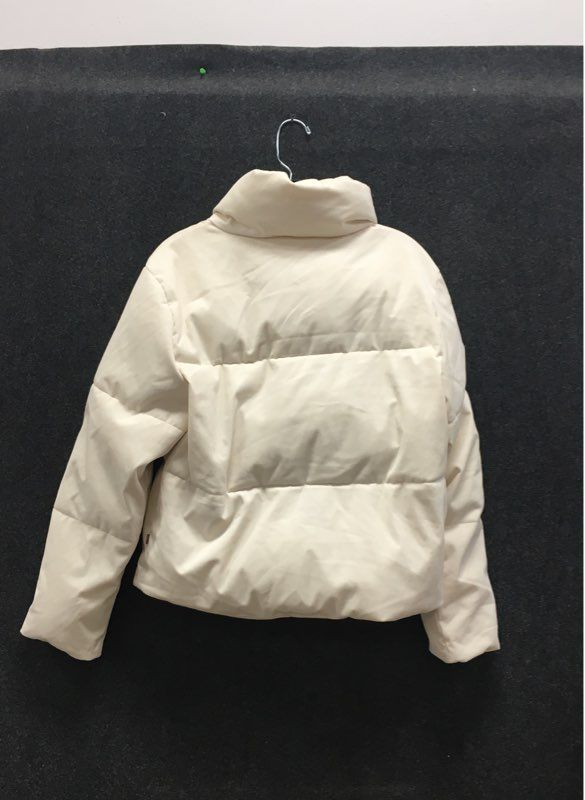 Levi's Women's Ivory Cream Funnel Neck Cropped Puffer Jacket Sz S