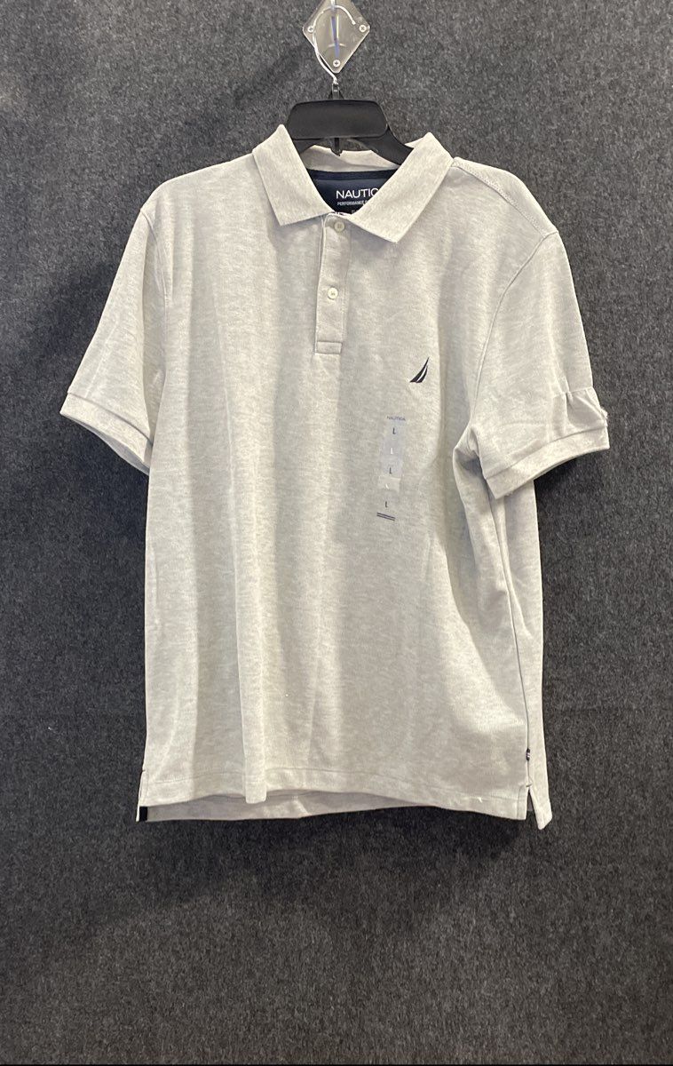Nautica Men's Performance Deck Polo Shirt Heather Gray Classic Fit Size L NWT
