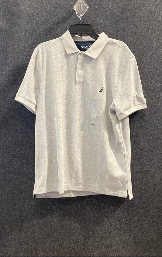 Nautica Men's Performance Deck Polo Shirt Heather Gray Classic Fit Size L NWT