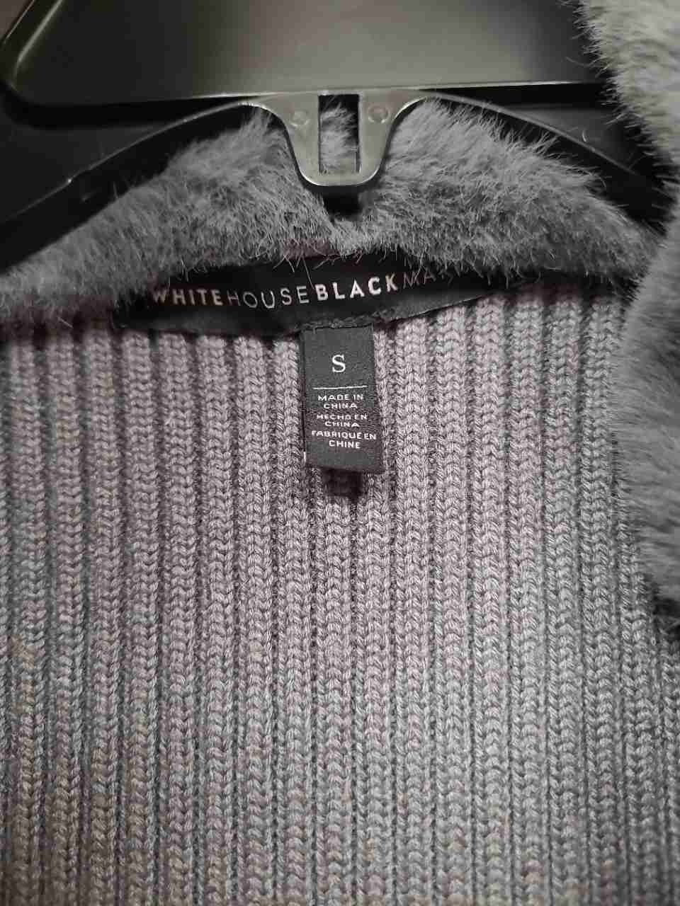 White House Black Market Women's Gray Faux Fur Ribbed Knit Back Vest Sz S
