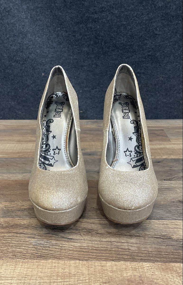 Brash Gold Sparkly Glitter Platform High Heel Pumps Women's Size 8.5