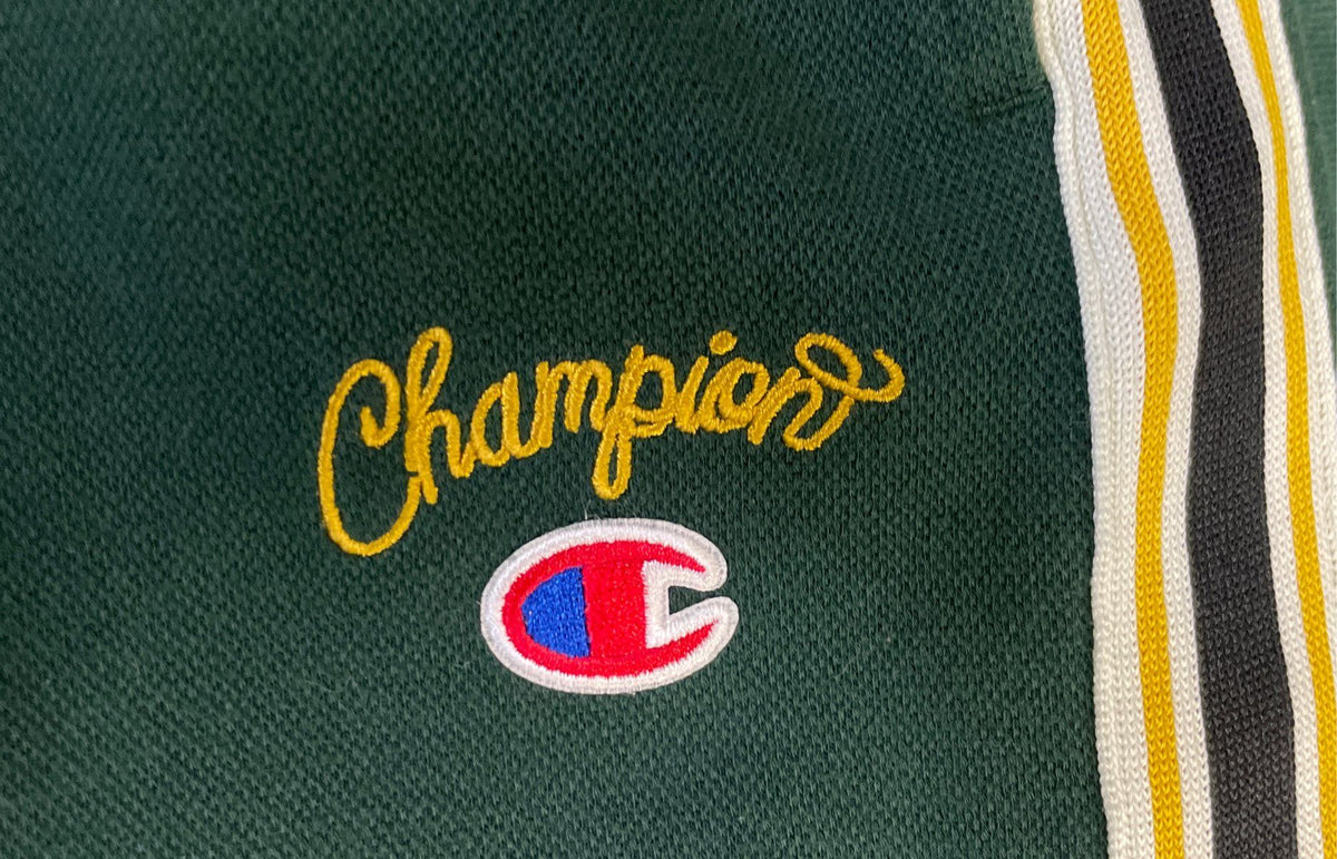Champion Women's Green Wide Leg Side Stripe Sweatpants Embroidered Logo Sz S