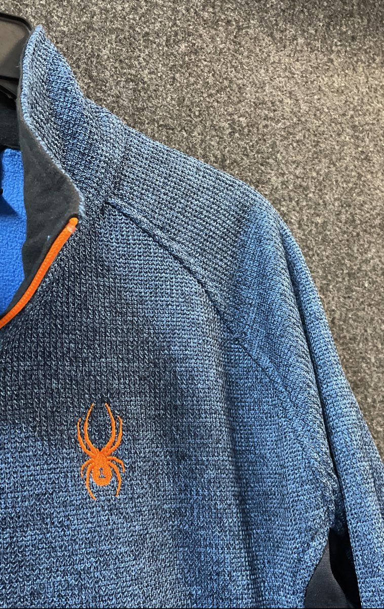 Spyder Men's Blue Textured Knit 1/4 Zip Pullover Core Sweater Sz XXL