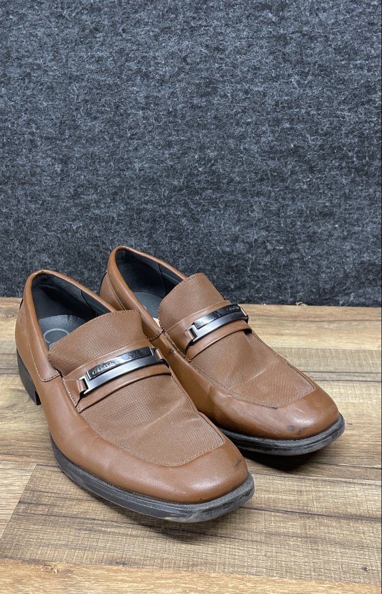 Calvin Klein Brown Apron Toe Bit Loafers Men's Slip On Dress Shoes Size 10