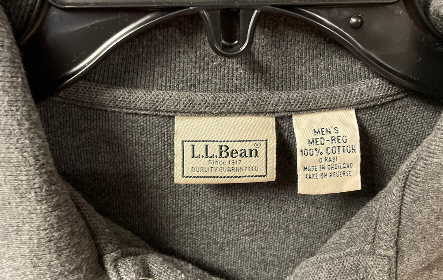 L.L. Bean Men's Gray Long Sleeve Polo Shirt 100% Cotton Knit Regular Sz M