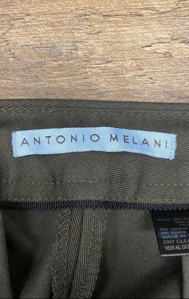 Antonio Melani Women's Olive Green Pleated High Rise Tapered Trousers Size 10