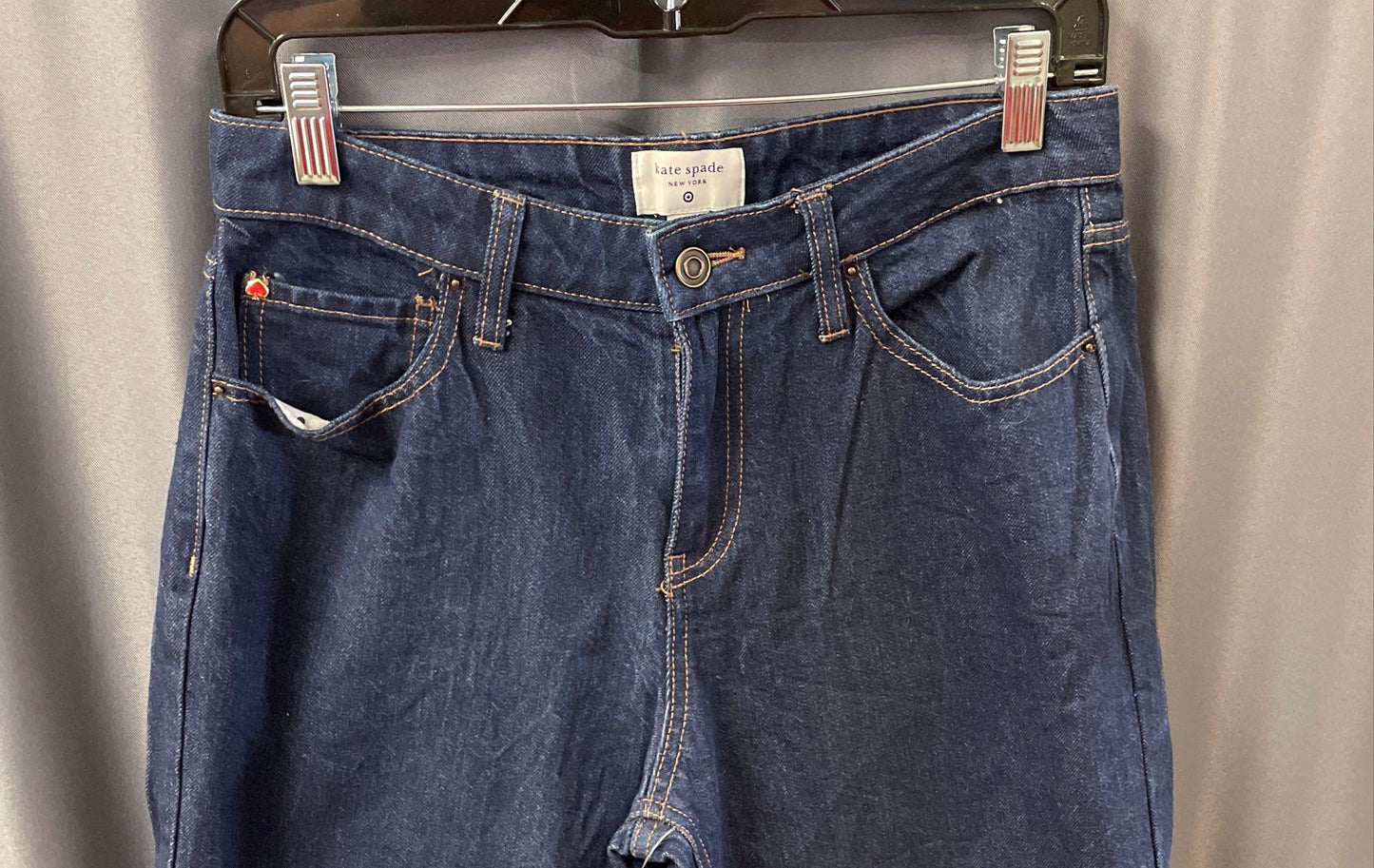 Kate Spade Women's Dark Blue Wide Cuff Cropped Straight Leg Jeans Size 4