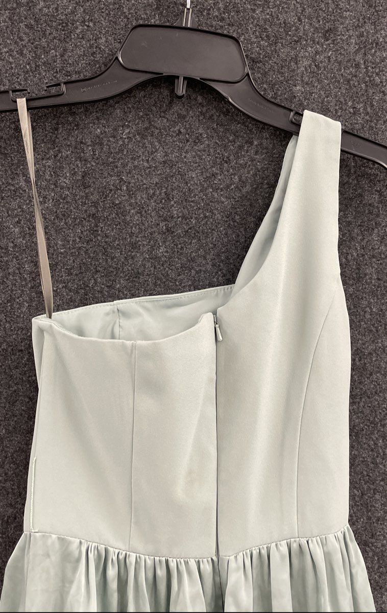 White by Vera Wang Women's Sage Green One Shoulder Bridesmaid Maxi Dress Sz 0
