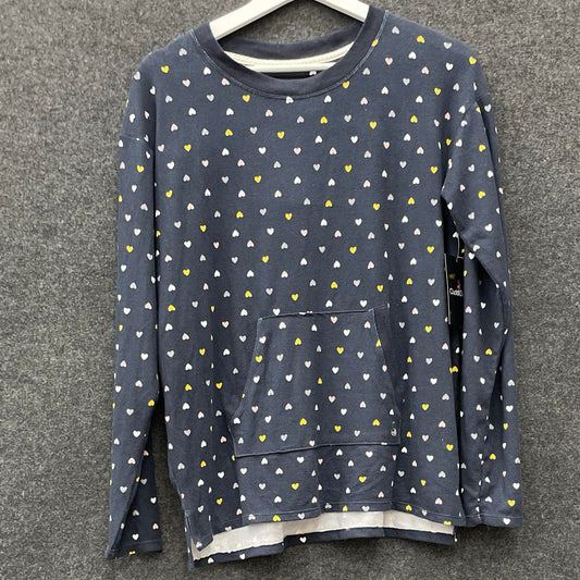 Cuddl Duds Women's Navy Heart Print Long Sleeve Pajama Lounge Top NWT Sz S