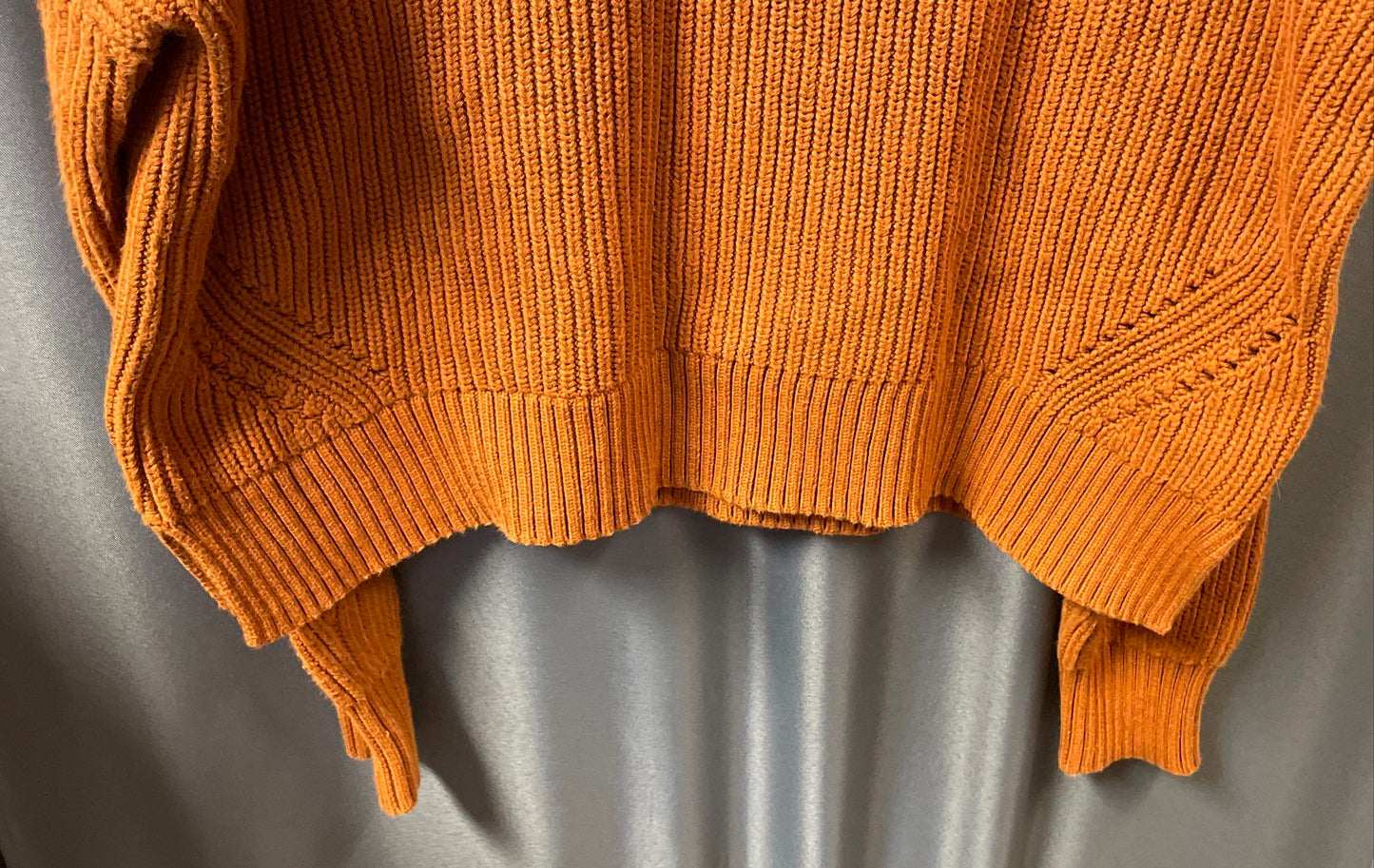 Duluth Trading Co. Women's Orange Ribbed Knit Cotton Blend Sweater Sz S