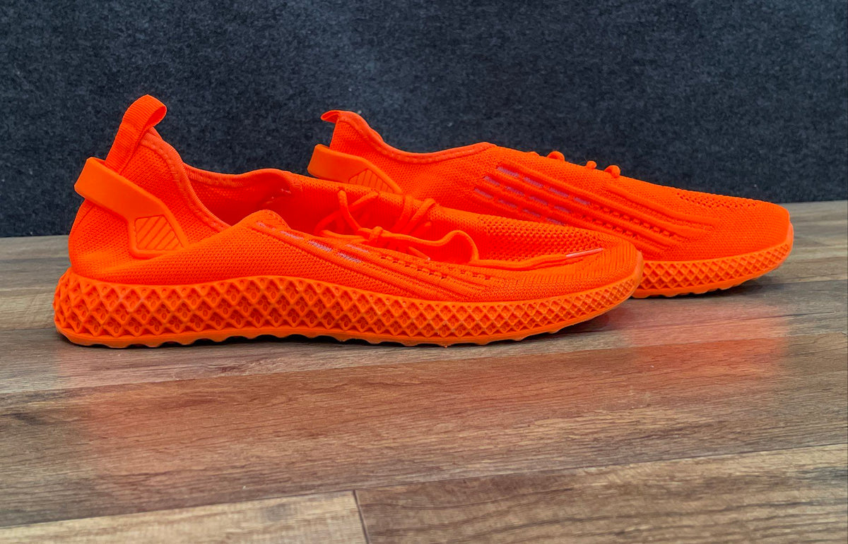 Taxi Orange Knit 4D Style Lifestyle Running Sneakers Men's Size 10