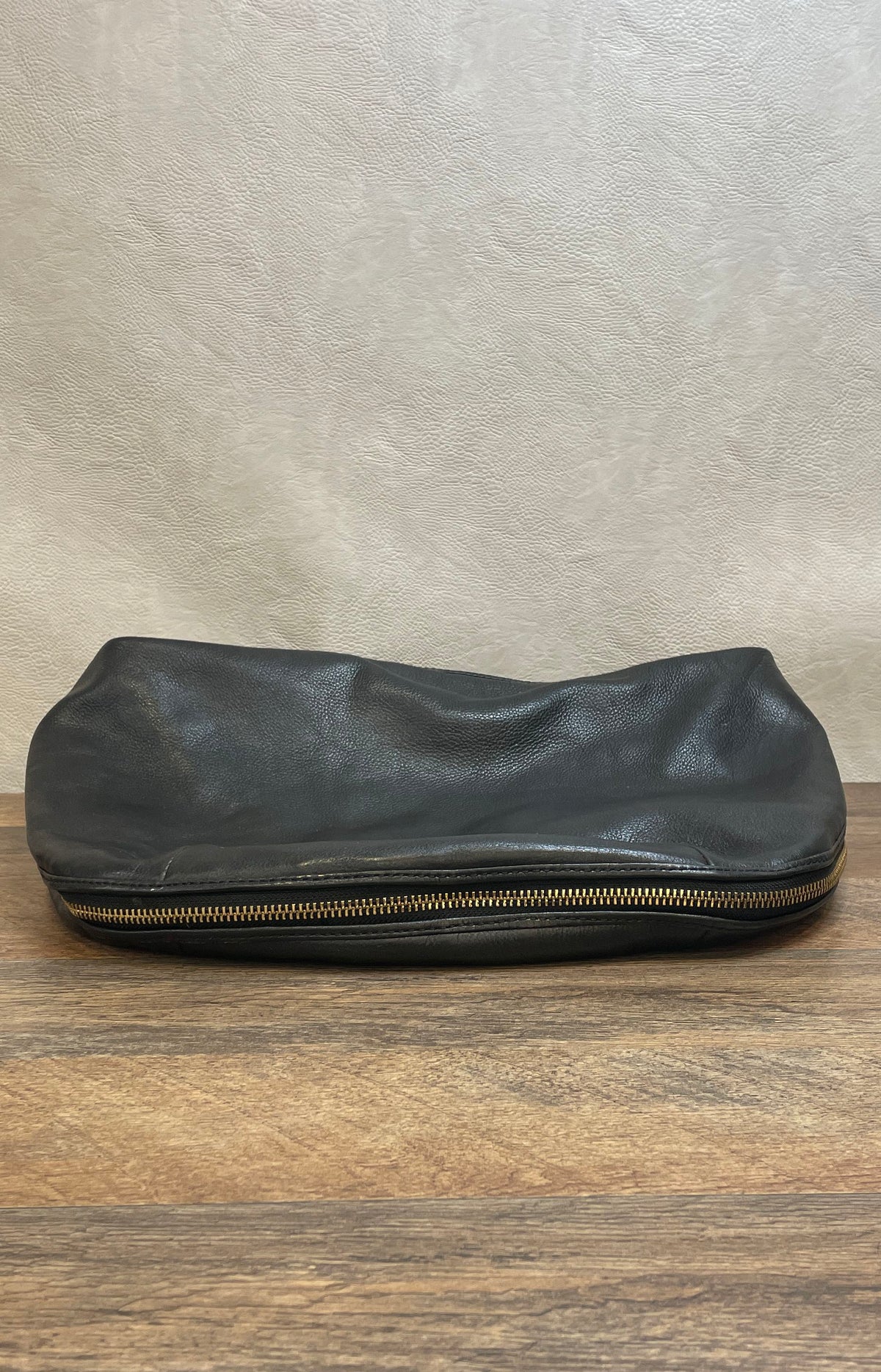 Rebecca Minkoff Black Pebbled Leather Hobo Bag Studded Gold Hardware Tassel