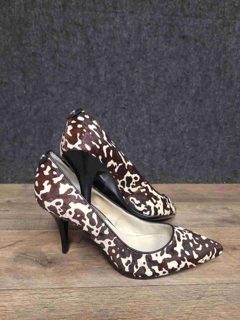 Michael Kors Animal Print Calf Hair Pointed Toe Pumps Brown White Size 6.5M