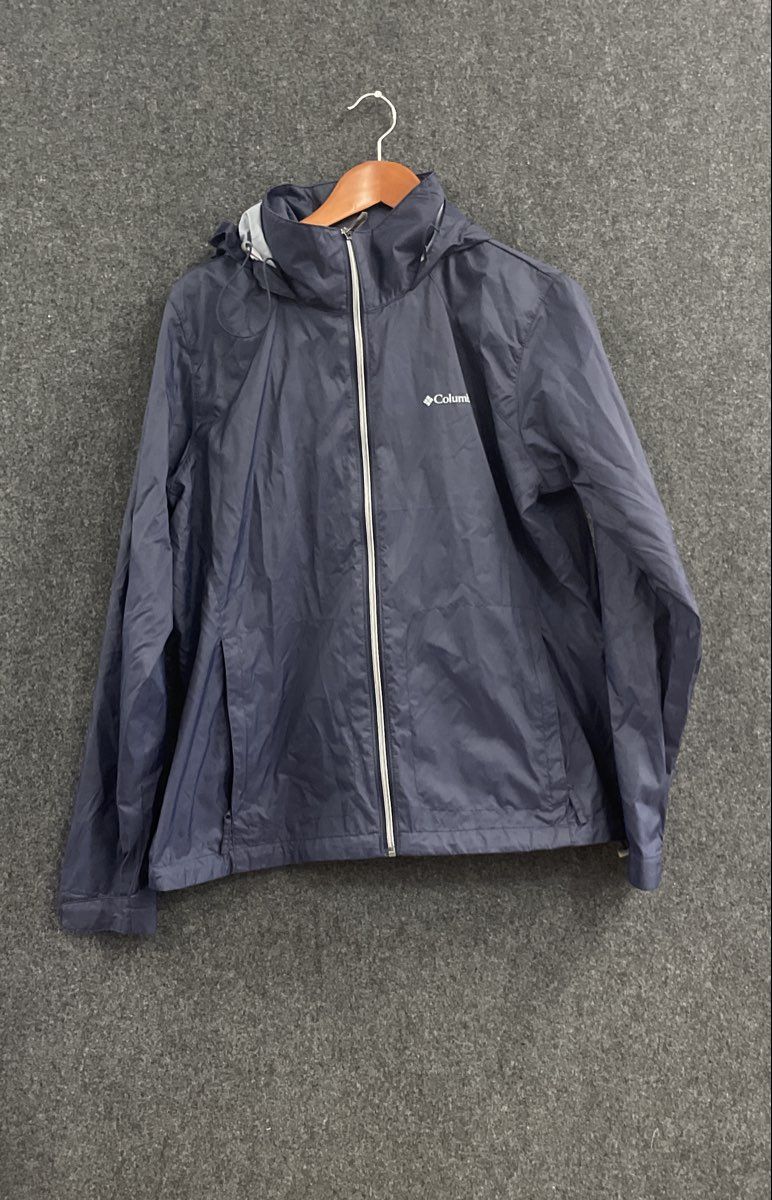 Columbia Women's Switchback III Rain Jacket Navy Blue Packable Hooded Sz XL