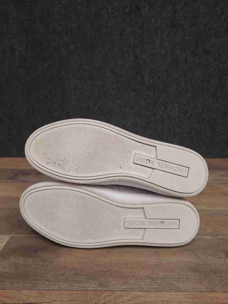 Michael Kors Keaton Vanilla Monogram Logo Slip-On Sneakers Women's Size 8