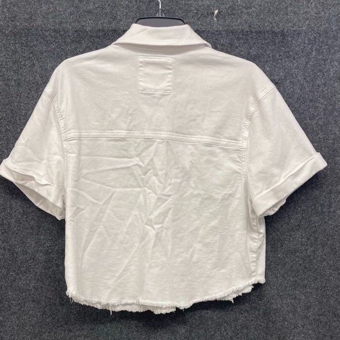 Simply Vera Vera Wang Women's White Short Sleeve Cropped Denim Jacket Sz XL