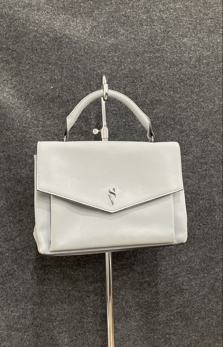 Simply Vera Vera Wang Light Blue Leather Satchel Handbag Silver Tone Hardware