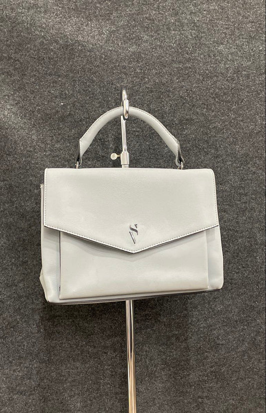 Simply Vera Vera Wang Light Blue Leather Satchel Handbag Silver Tone Hardware