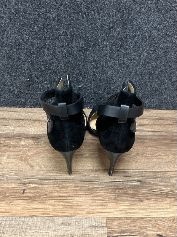 Joe's Lauren Black Suede D'Orsay Ankle Strap Pointed Toe Pumps Size 6