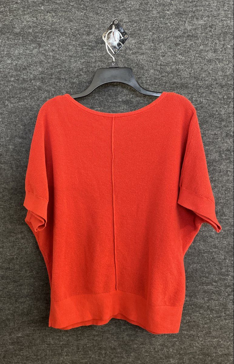 Michael Kors Women's Orange Short Sleeve Textured Knit Scoop Neck Top Sz XL