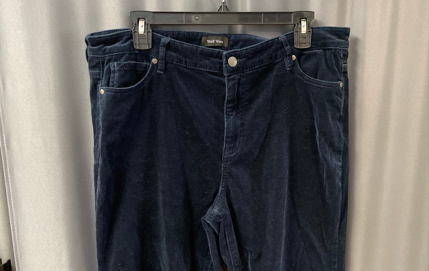 Well Worn Women's Navy Blue Velvety Stretch Cotton 5-Pocket Pants Sz 14/34