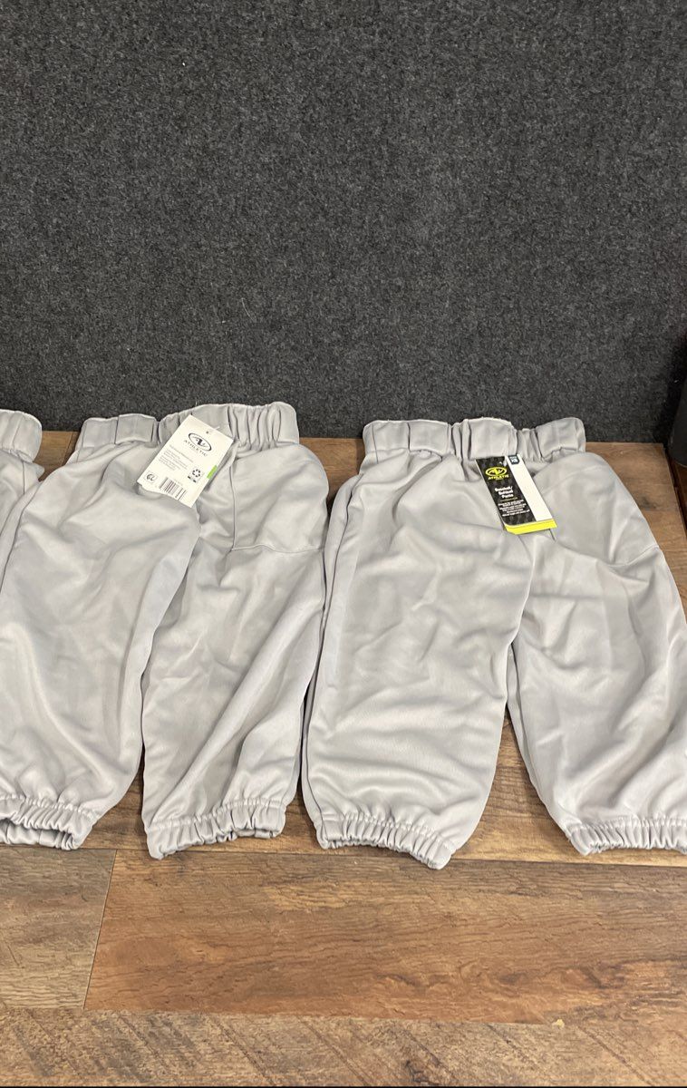 Athletic Works Youth Gray Baseball Pants Lot of 4 NWT Elastic Waist Cuffs Sz XS