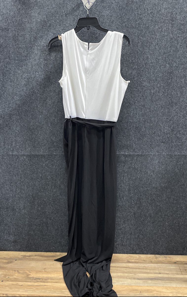 Calvin Klein Women's Black White Colorblock Belted Jumpsuit Size 14 NWT