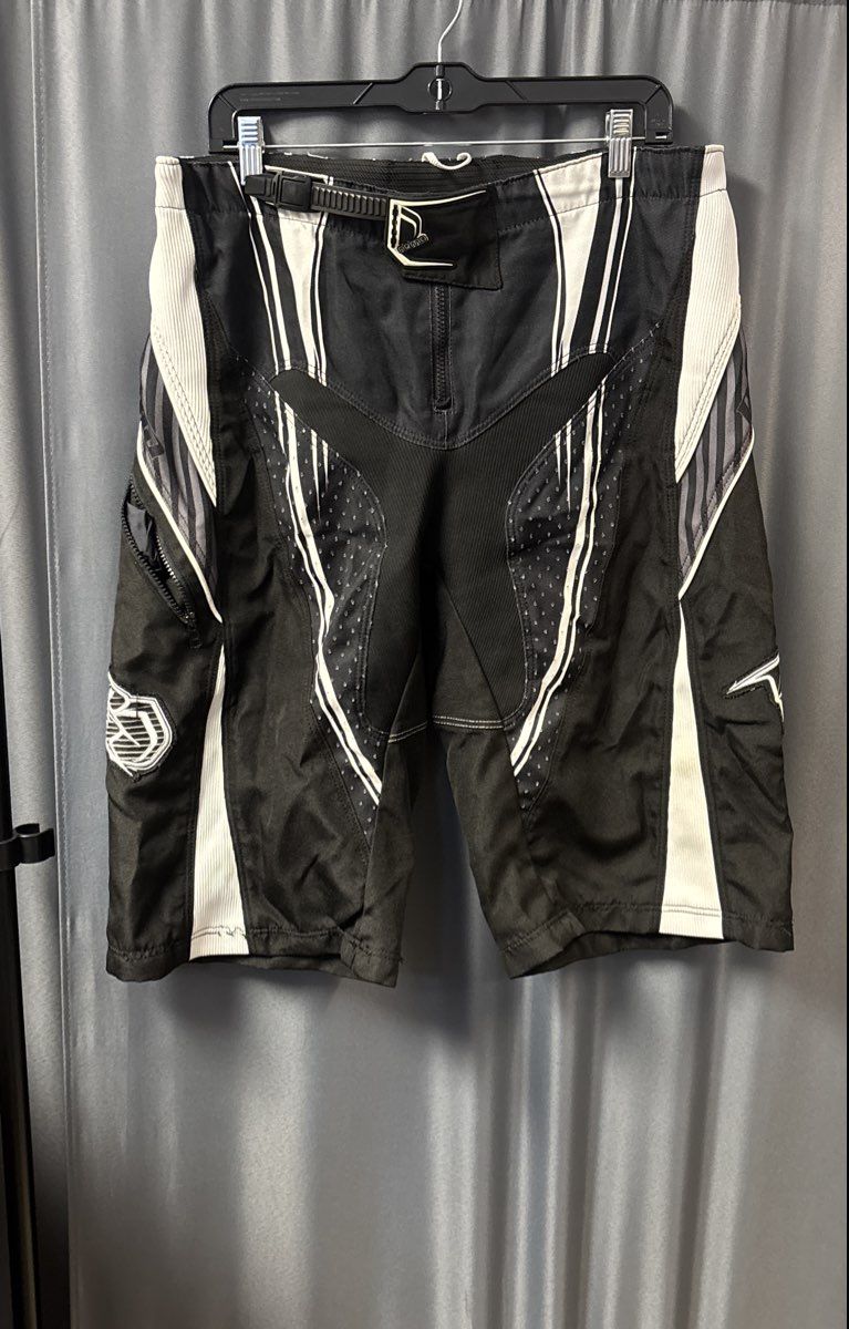 Vintage Nema BMX Downhill MTB Motocross Riding Race Shorts Black White Sz 36