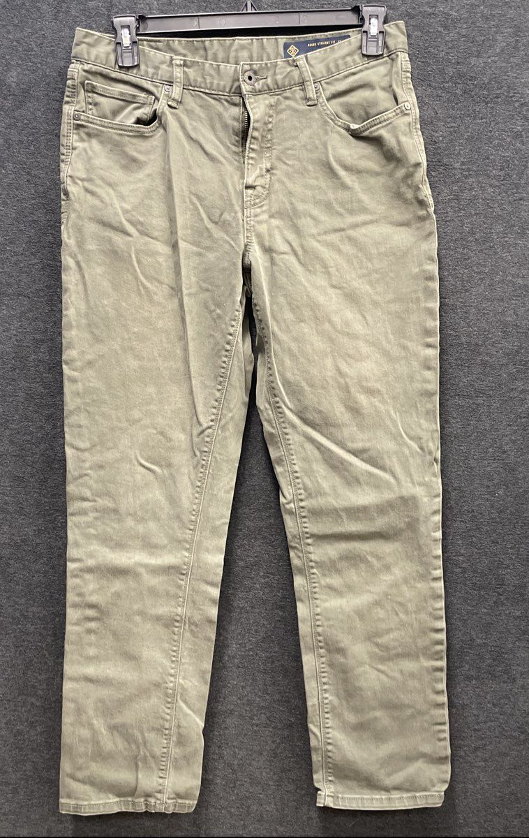 Roark Men's HWY 128 Straight Fit Denim Jeans Olive Green Stretch Sz 33x32