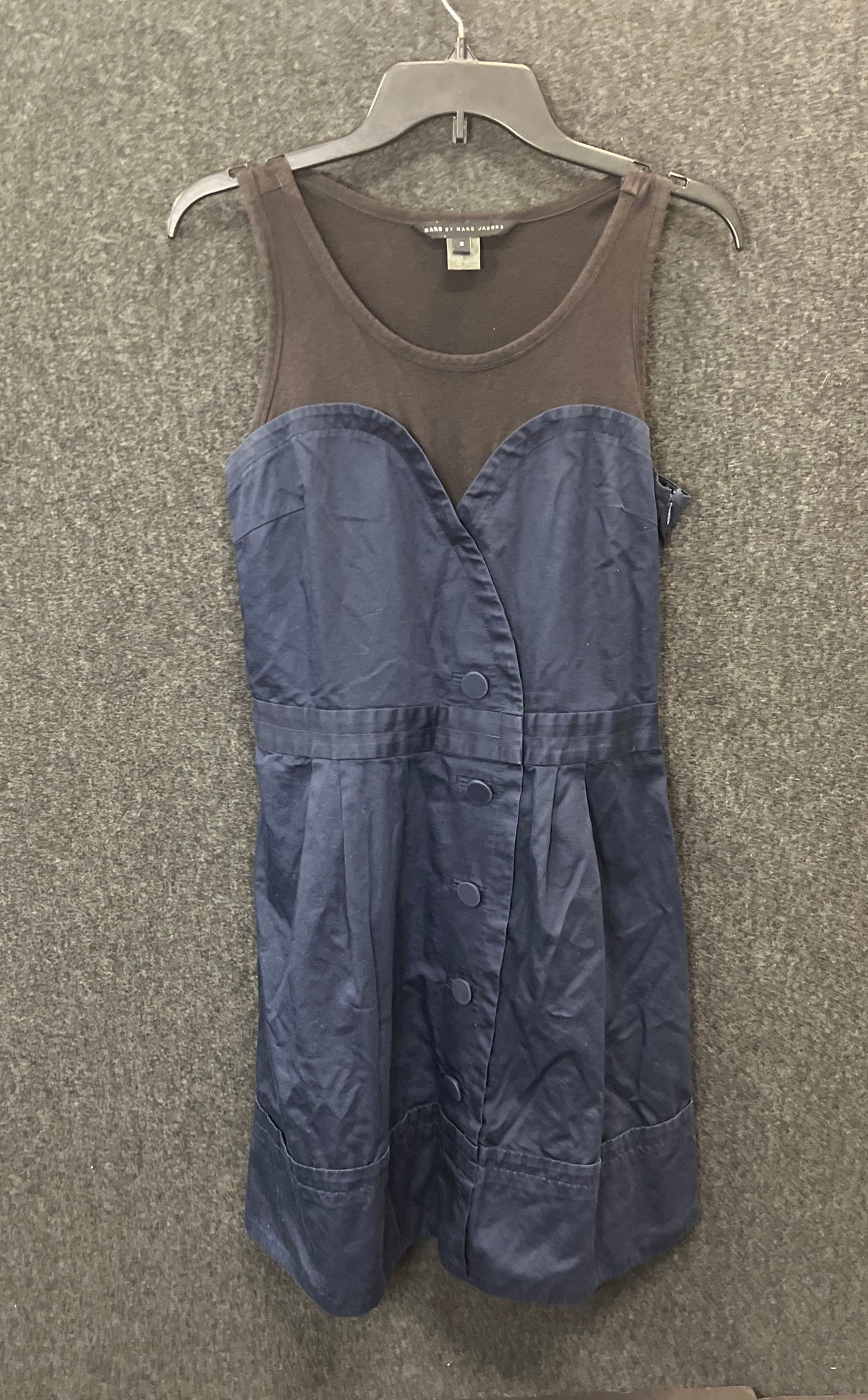 Marc by Marc Jacobs Women's Navy Blue Brown Mixed Media Tank Dress Sz 8