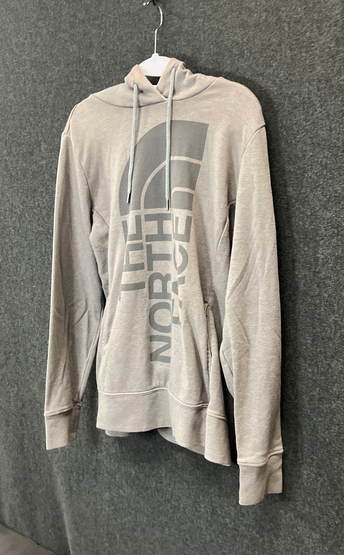 The North Face Women's Heather Gray Large Logo Pullover Hoodie Sz L