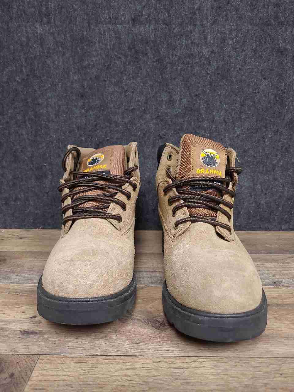 Brahma Steel Toe Waterproof Tan Leather Mid Work Boots Men's Size 9